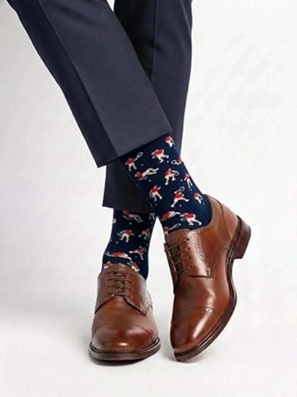 Feetopia Novelty Frustrated Tennis Socks Navy Blue M-8-13 NEW